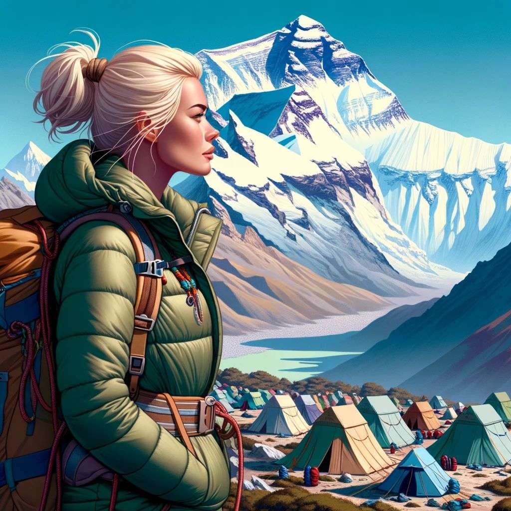 someone gazing at Mount Everest, digital art, infinity